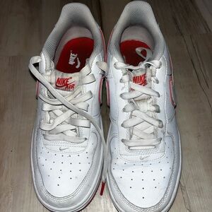 Nike White and Picante Red Athletic Shoes